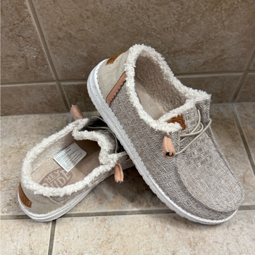 Hey Dude Textured Cream Slip-On Shoes